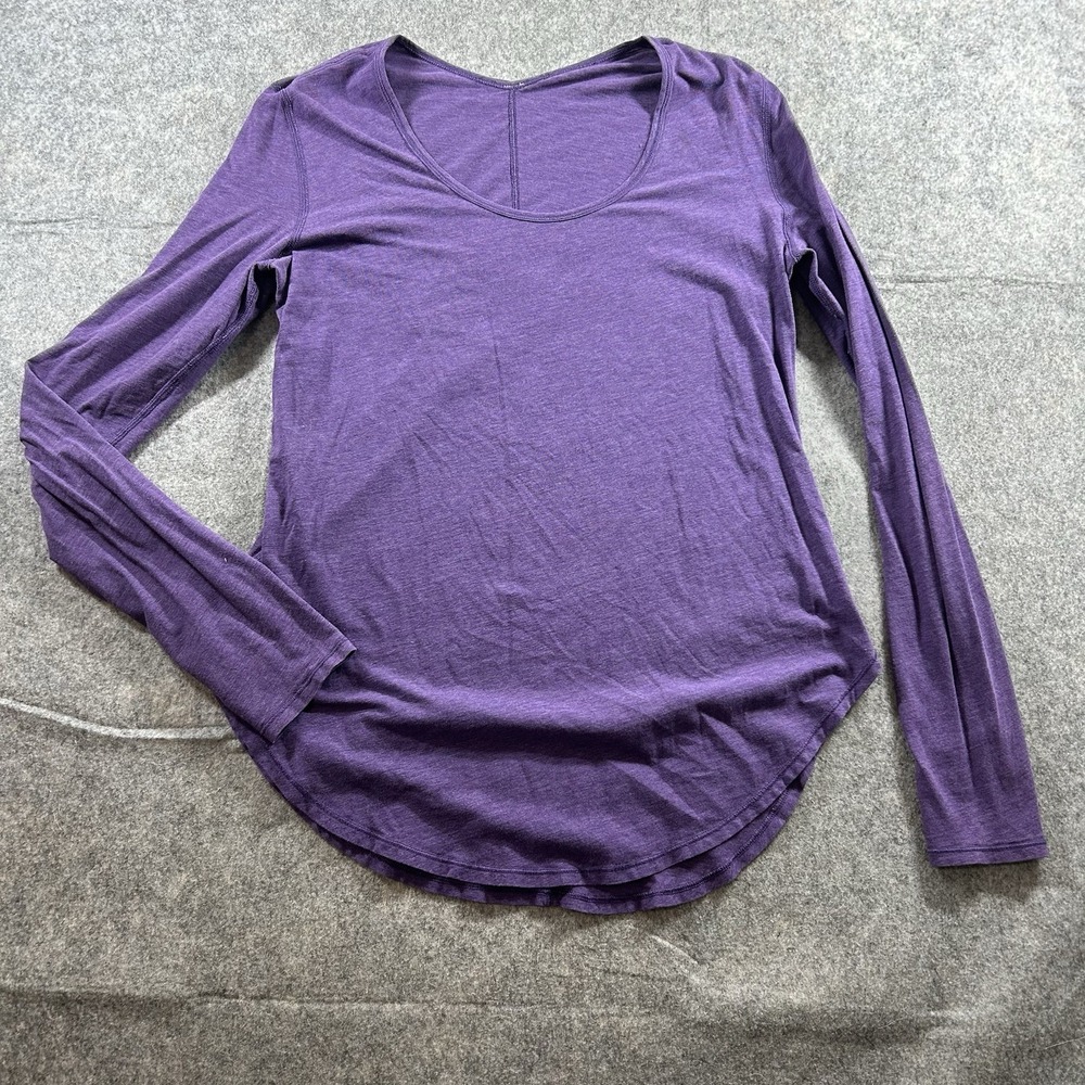 Lululemon Yogini Size 6 Purple Pima Cotton Blend Thumbholes Stretch Yoga